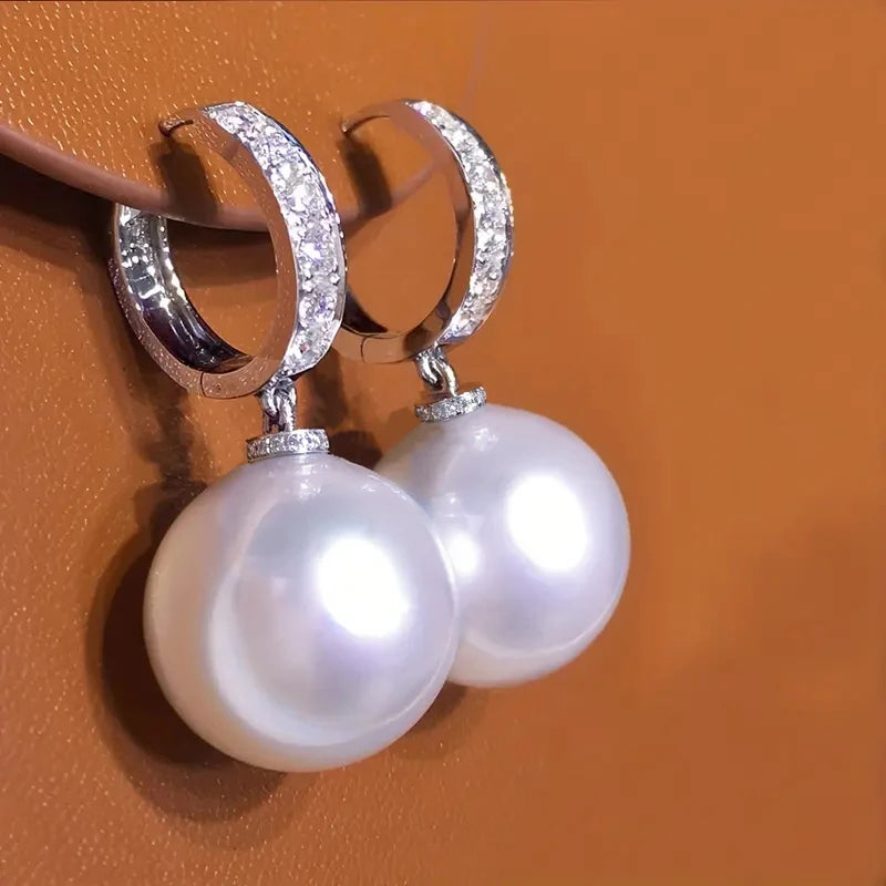 Round Imitation Pearl Dangle Earrings Women for Wedding Daily Wear Exquisite Drop Earrings Jewelry