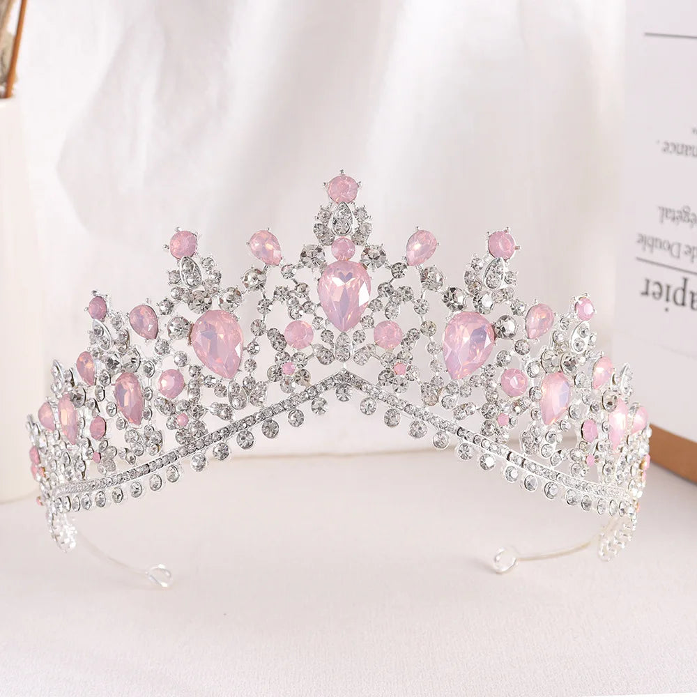 Baroque Luxury Silver Color Green Crystal Bridal Crowns Tiara Rhinestone Diadem Tiaras for Bride Headbands Wedding Accessories - EUFASHIONBAGS