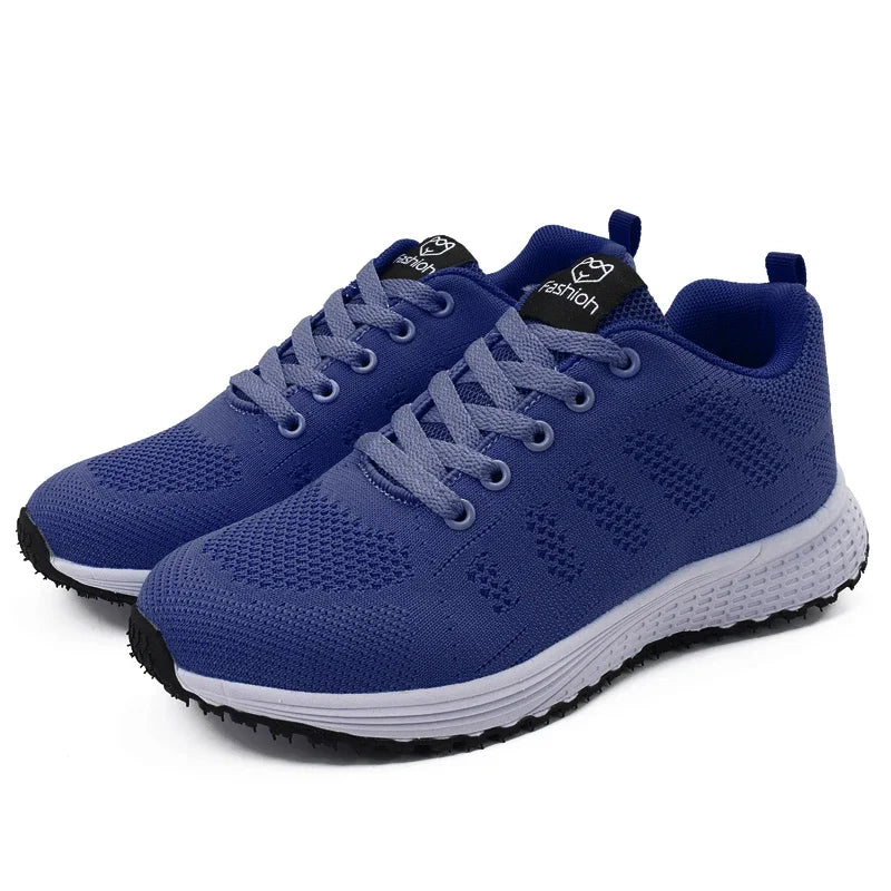 Women's Flat Shoes Solid Color Mesh Breathable Casual Shoes Spring and Summer Anti Slip Wear-resistant Tennis Women Sports Shoes - EUFASHIONBAGS