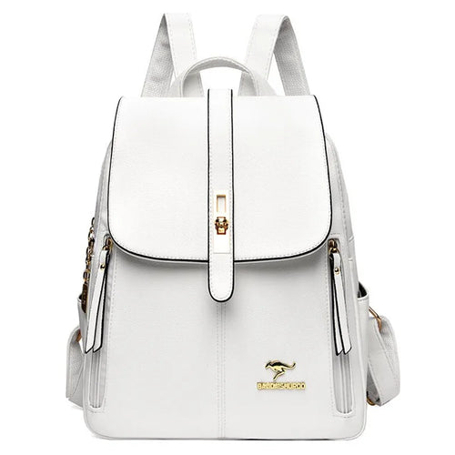 2024 Women Leather Backpacks Fashion White Shoulder Bags Female Backpack Travel Backpack School Bags for Girls Mochila