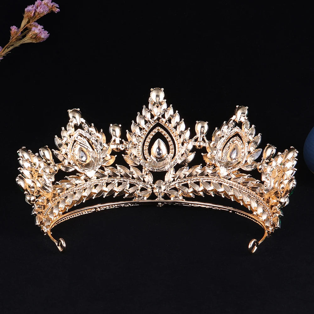 Baroque Big Forest AB Color Crysatl Bridal Tiara Crown Banquet Wedding Diadem Headband Princess Party Costume Hair Dress Jewelry - EUFASHIONBAGS