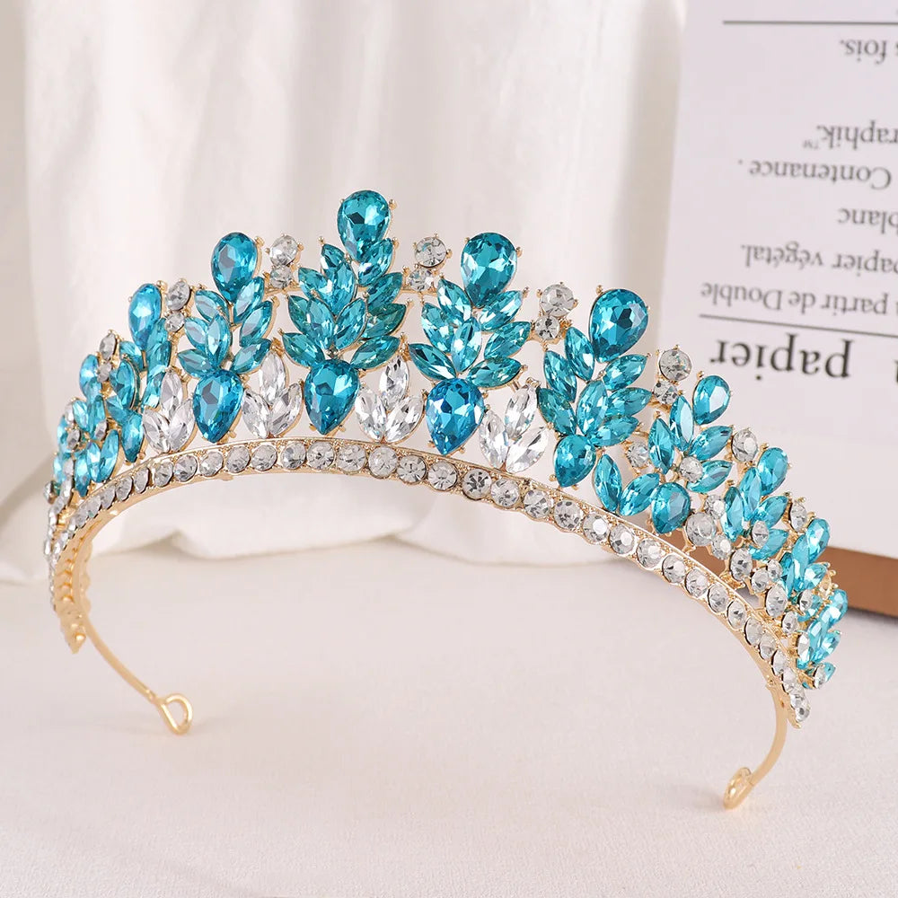 Baroque Green Opal Wedding Headband Crystal Bridal Crowns Tiaras Hair Jewelry Accessories Women Rhinestone Headwear Queen Diadem - EUFASHIONBAGS