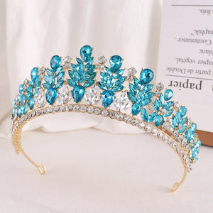 Baroque Green Opal Wedding Headband Crystal Bridal Crowns Tiaras Hair Jewelry Accessories Women Rhinestone Headwear Queen Diadem