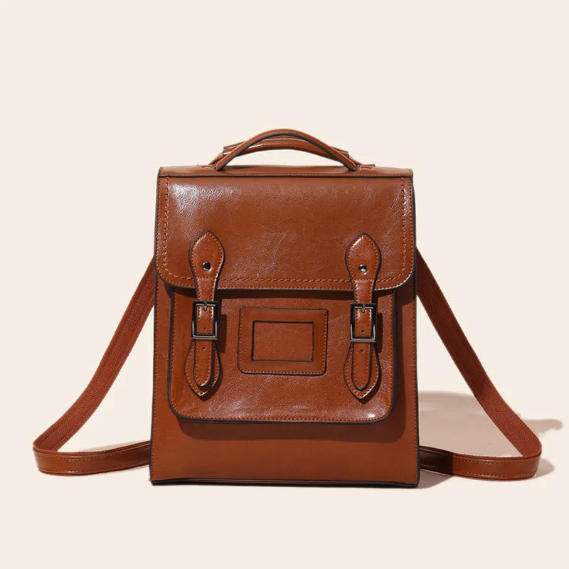 Genuine Leather Women's Backpack Vintage Cowhide Preppy Style Girls School Bag Large Capacity Women Shoulder Bags