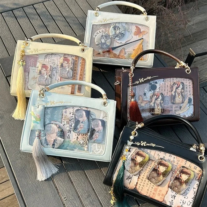 Vintage Women Ita Bags Chinese Style New Design Handbags Female Subculture Floral Chains PU Crossbody Shoulder Bolso Mujer