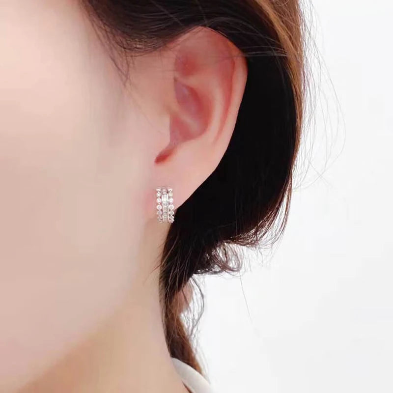 Temperament Hoop Earrings for Women Sparkling Cubic Zirconia Crystal Circle Earrings Modern Fashion Female Jewelry - EUFASHIONBAGS