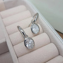 Load image into Gallery viewer, Contracted Style Oval Zirconia Pendant Earrings Female Daily Wearable Accessories Elegant Lady Silver Color Jewelry Gift