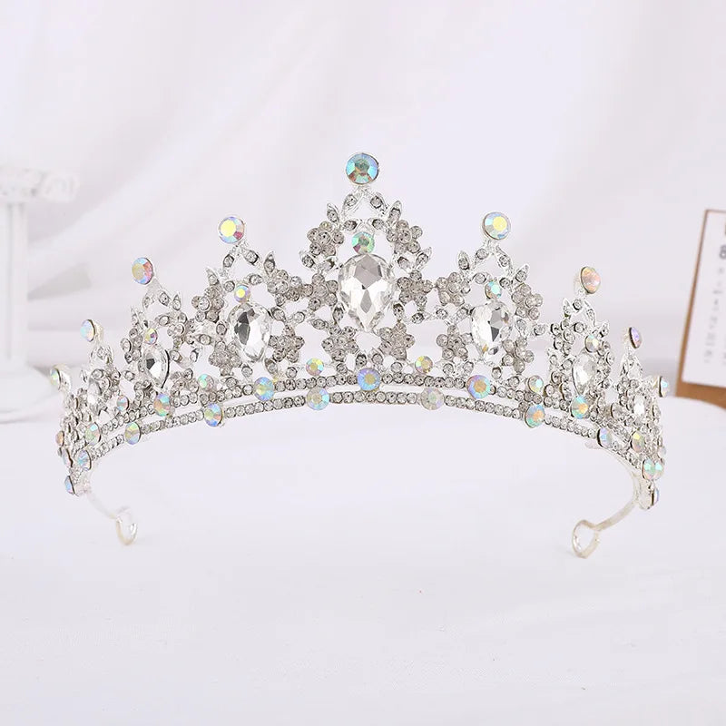 Trendy Crystal Rhinestone Tiaras Crown Wedding Hair Jewelry More Color Bridal Queen Princess Pageant Diadem Women Head Accessory - EUFASHIONBAGS