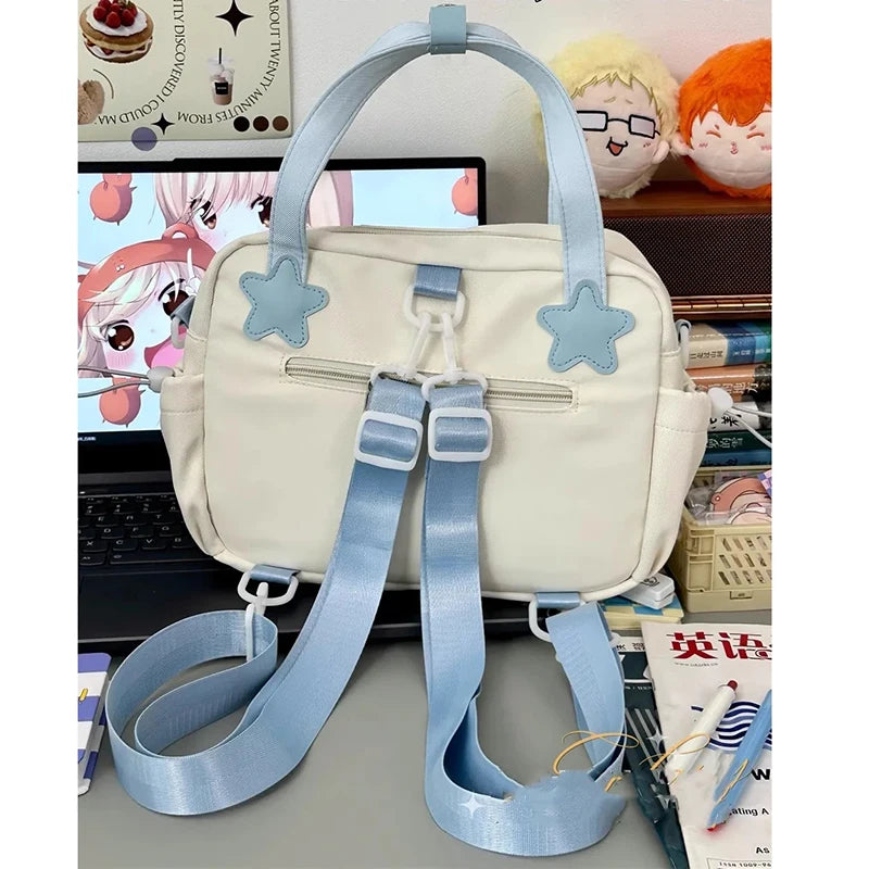 Kawaii Women Ita Bags New Fashion Casual Nylon Patchwork Crossbody Shoulder Bags Daily Students DIY Badge Backpacks - EUFASHIONBAGS