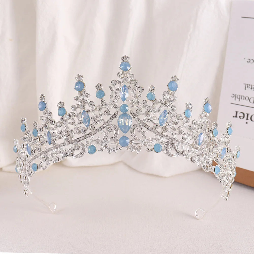 Baroque Princess Queen Opal Crystal Bridal Tiaras Crowns Luxury Elegant Headwear Diadem Wedding Hair Dress Jewelry Accessories - EUFASHIONBAGS