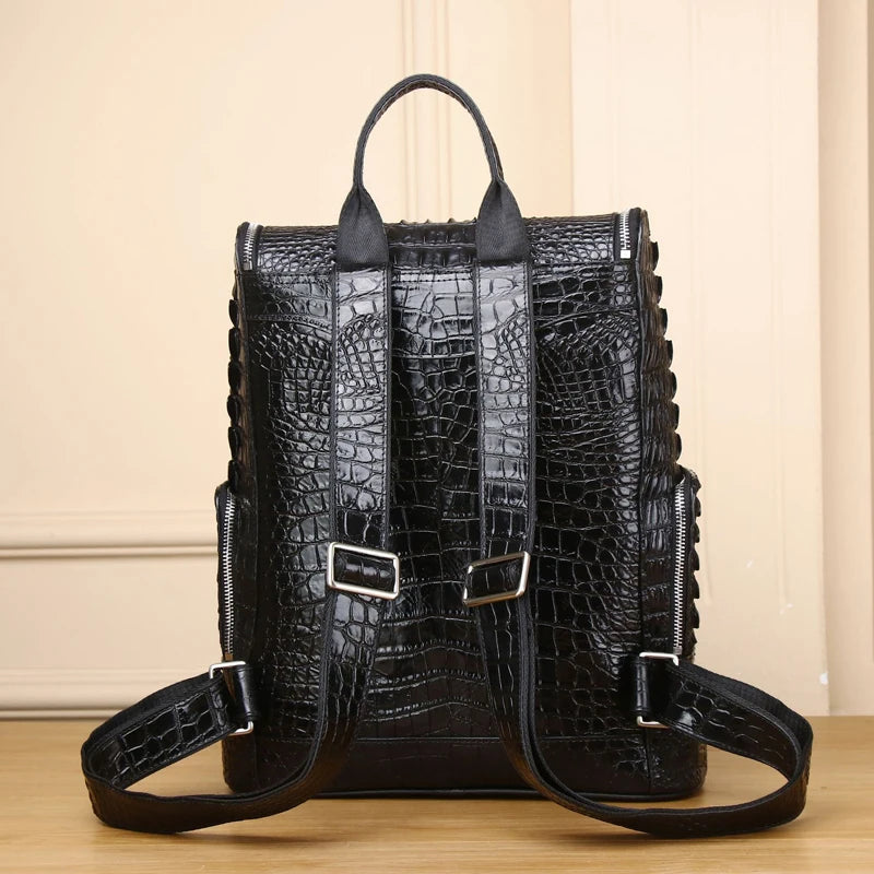 Men's real Leather Business Travel Backpack Genuine leather Crocodile Pattern Men's Backpack Large cowhide laptop bag - EUFASHIONBAGS