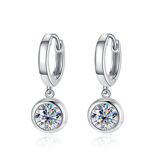 Contracted Design Drop Earrings Lady Engagement Jewelry with Shiny Round Zirconia Graceful Women Silver Color Acces