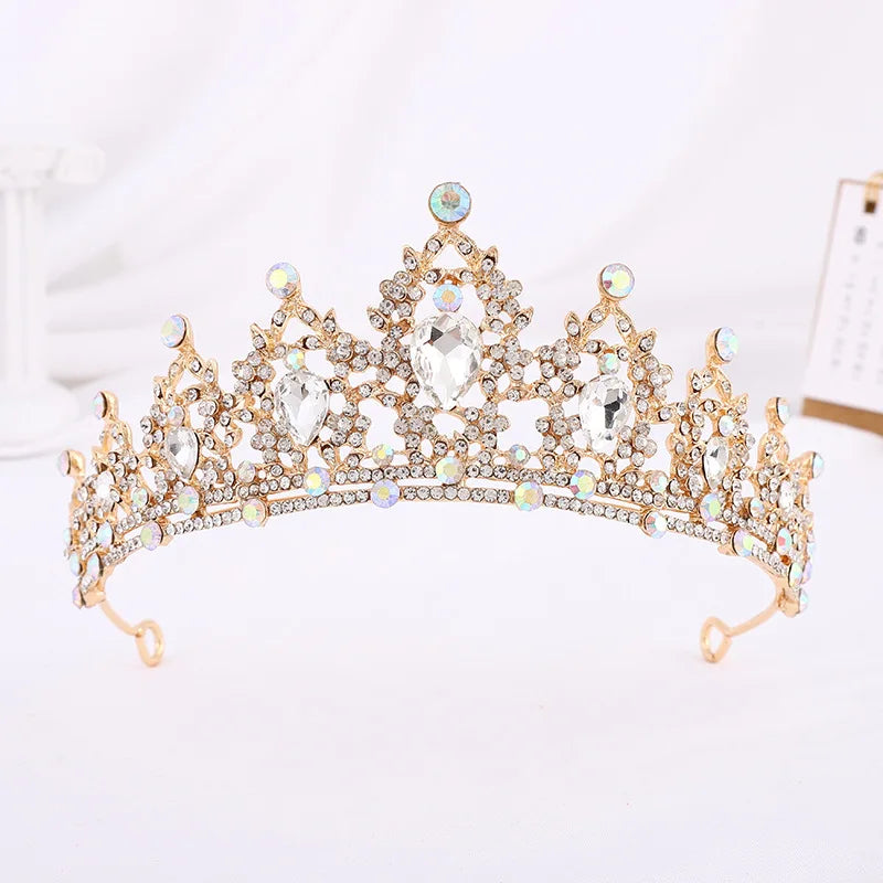 Trendy Crystal Rhinestone Tiaras Crown Wedding Hair Jewelry More Color Bridal Queen Princess Pageant Diadem Women Head Accessory - EUFASHIONBAGS