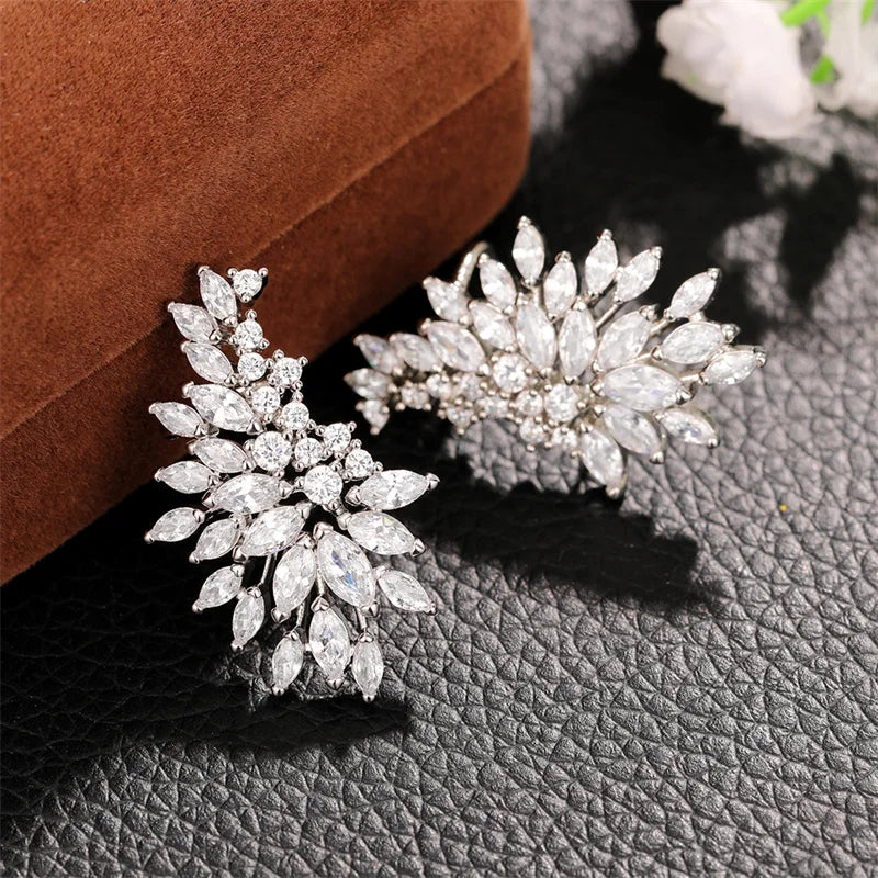 Sparkling Women's Cubic Zirconia Stud Earrings Female Wedding Party Fashion Ear Piercing Accessories New Jewelry - EUFASHIONBAGS