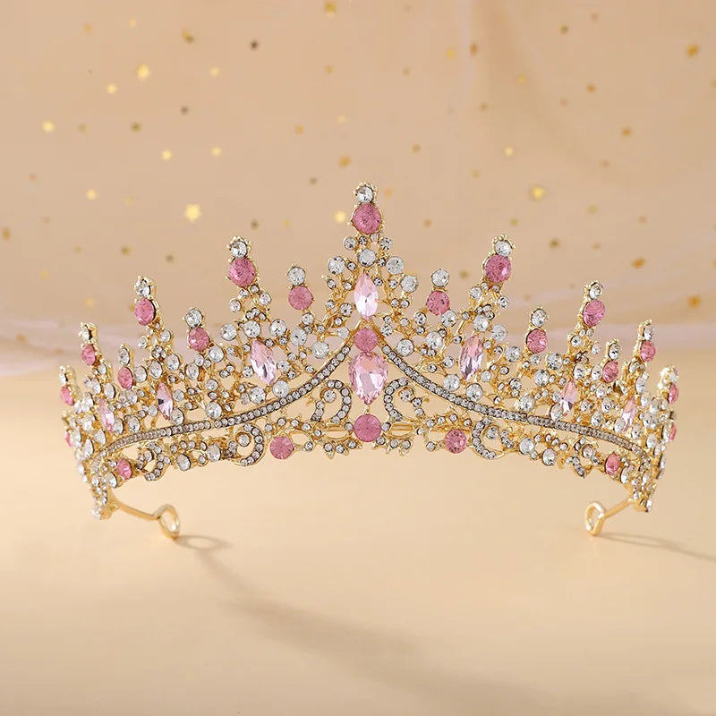 Baroque Princess Queen Opal Crystal Bridal Tiaras Crowns Luxury Elegant Headwear Diadem Wedding Hair Dress Jewelry Accessories - EUFASHIONBAGS