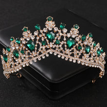 Cargar imagen en el visor de la galería, Baroque Green Crystal Tiaras And Crowns Rhinestone Prom Bridal Wedding Hair Accessories Jewelry Crown Tiara For Women Bride Gift