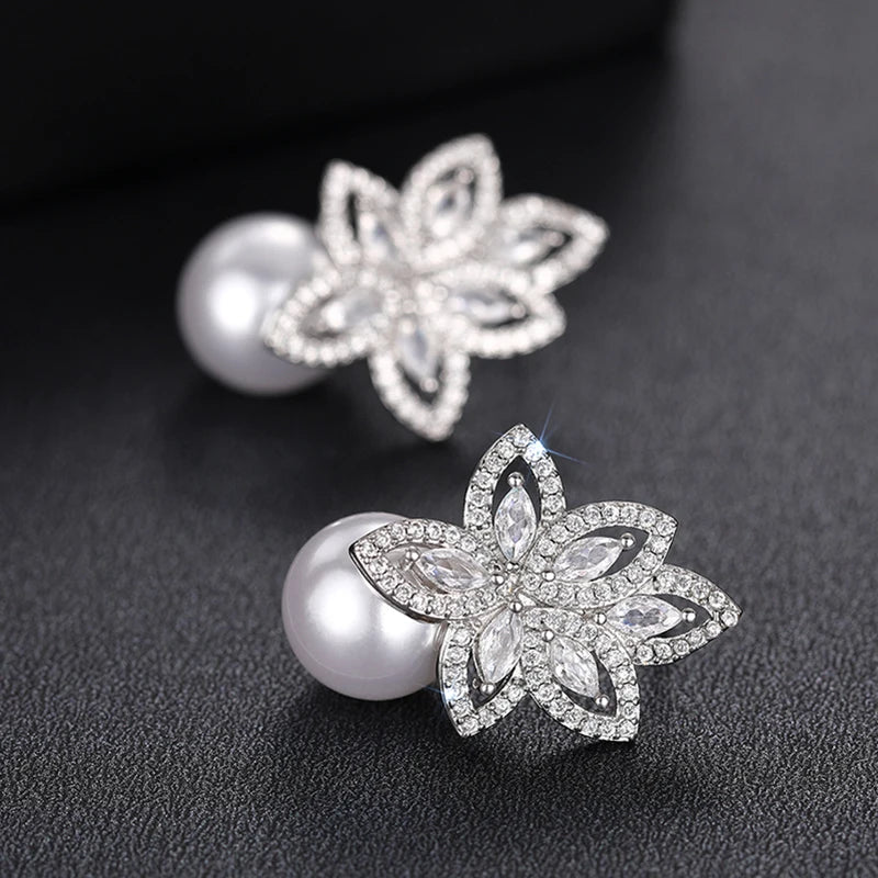 Graceful Temperament Pendant Earrings Lady Simulated Pearl Jewelry for Engagement Luxury Bridal Wedding Accessories Gift