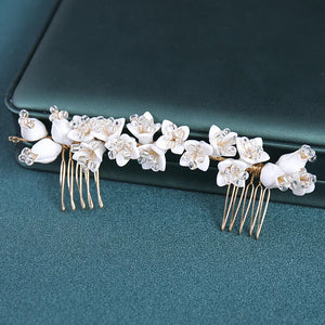 Elegant Gold Crystal Flower Hair Comb Vine Pin For Women Bride Wedding Bridal Hair Accessories Jewelry Headpiece Headband Tiara