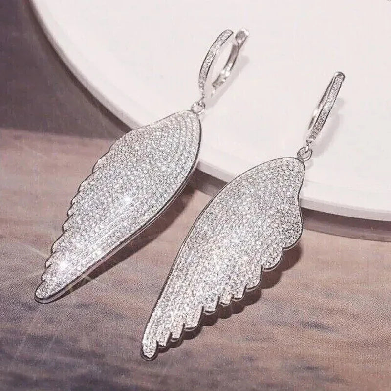 Sparkling Angel Wing Earrings with Brilliant Zirconia Female Exquisite Exaggerated Fashion Pendant Accessories Jewelry - EUFASHIONBAGS