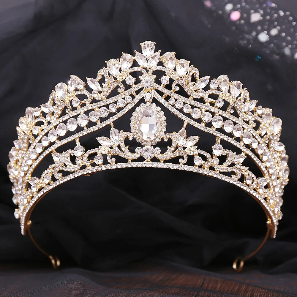 Luxury Red Crystal Wedding Crowns Green Tiaras Women Bridal Hair Jewelry Royal Queen Headdress Diadem Head Accessories - EUFASHIONBAGS