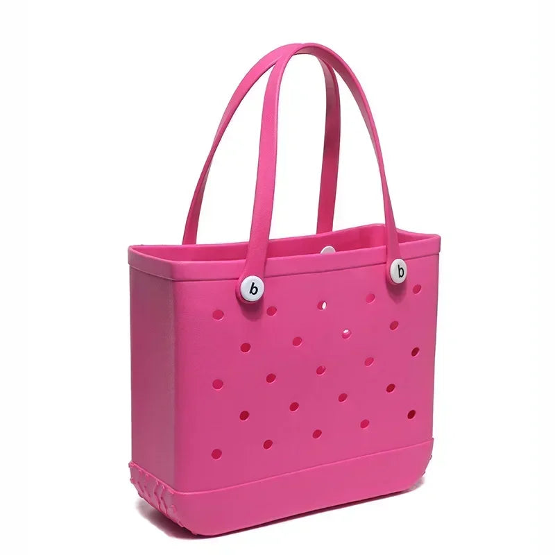 Croc Beach Tote Bag Rubber EVA Waterproof Basket Extra Large Women Shopping Shoulder Handbag Beach Jelly Sac Tote Bag Purse - EUFASHIONBAGS