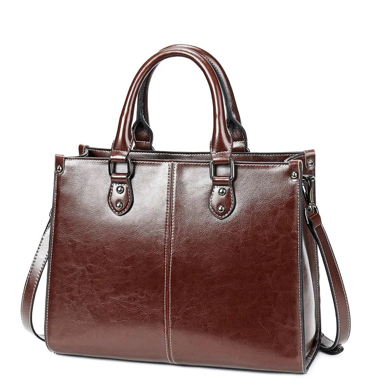 Women's Tote Bag Vintage Cowhide Large Capacity Women Crossbody Shoulder Bags High Quality Genuine Leather Female Handbags