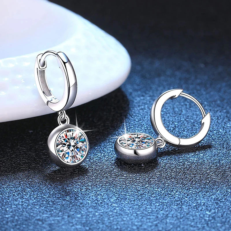 Contracted Design Drop Earrings Lady Engagement Jewelry with Shiny Round Zirconia Graceful Women Silver Color Acces