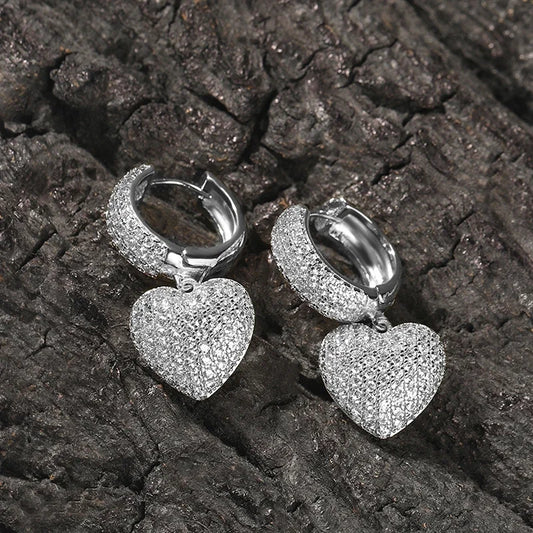 Luxury Heart Pendant Earrings Love Aesthetic Modern Jewelry for Wedding Engagement Delicate Charming Ear Accessories Gift - EUFASHIONBAGS