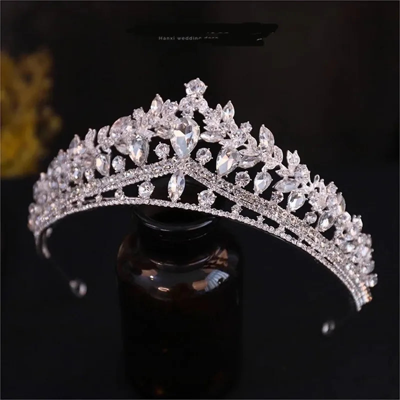 Luxury Diverse Silver Color Crystal Wedding Crown Bridal Headpiece Woman Baroque Rhinestone Tiaras Bride Diadem Hair Accessories - EUFASHIONBAGS