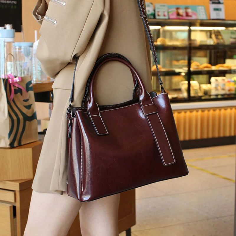 Cowhide Women's Tote Bag New Large Genuine Leather Women Shoulder Crossbody Bags Fashion Female Handbag