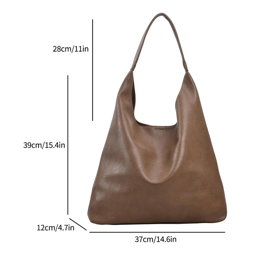 Soft PU Leather Fashion Handbags Purse for Women Retro Luxury Shoulder Bag Large Casual Shopping Hobo Women's Tote Bags