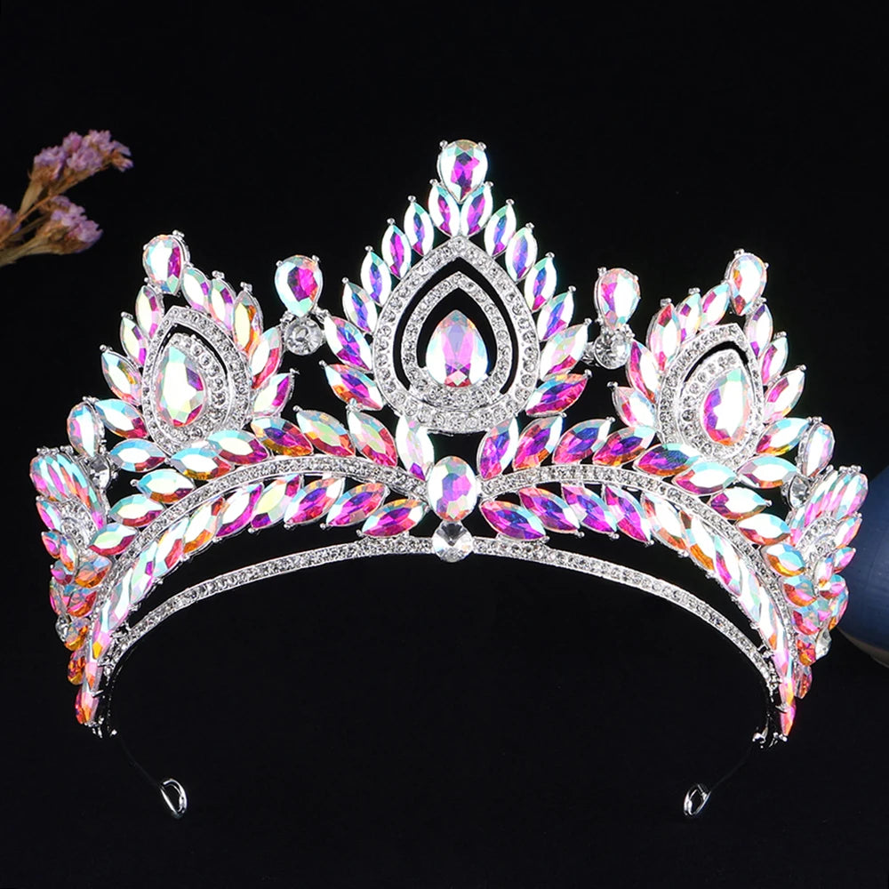 Baroque Big Forest AB Color Crysatl Bridal Tiara Crown Banquet Wedding Diadem Headband Princess Party Costume Hair Dress Jewelry - EUFASHIONBAGS