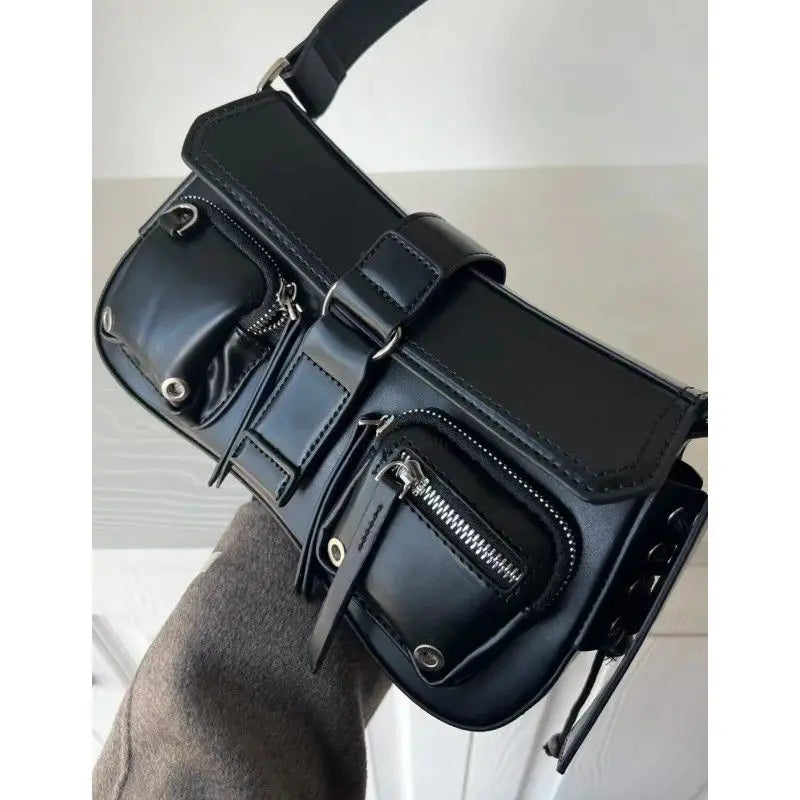 Punk Women's Bag 2024 Trend Vintage PU Shoulder Bolso Mujer Harajuku Moto Style Individuality Sac A Main Femme - EUFASHIONBAGS