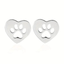 画像をギャラリービューアに読み込む, Cute Pet Footprint Heart Stud Earrings for Women Love Design Chic Girls Piercing Earrings Fancy Gift Animal Paw Jewelry