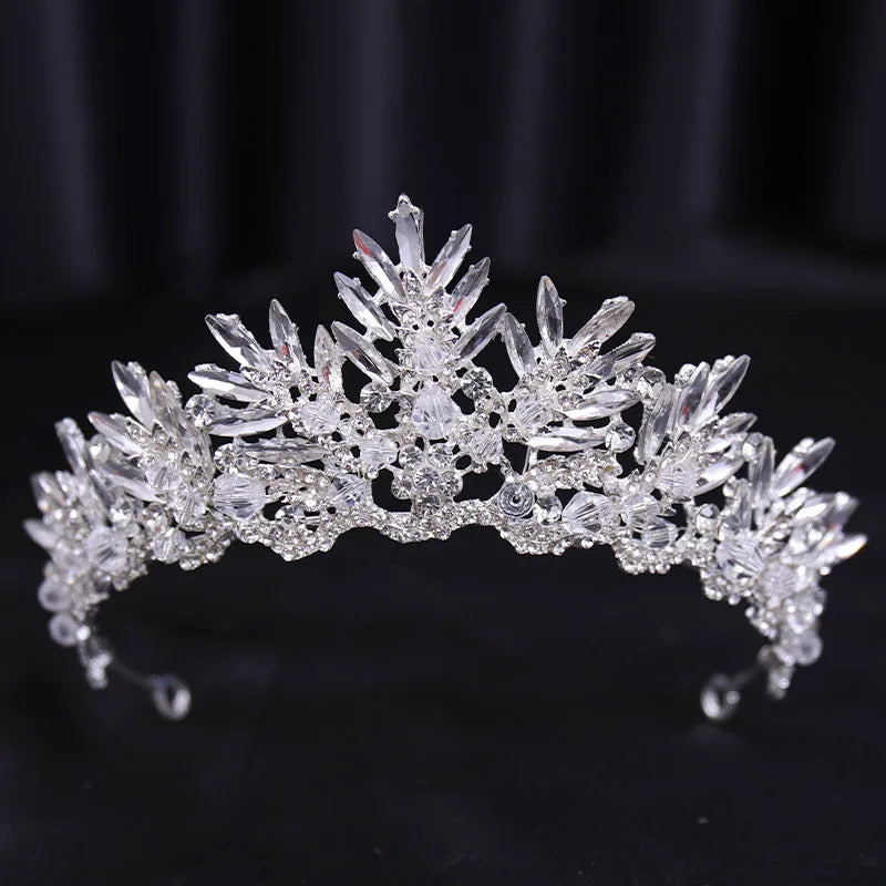 Diverse Silver Color Crystal Pearls Bridal Tiaras Crown Rhinestone Pageant Diadema Collares CZ Headband Wedding Hair Accessories - EUFASHIONBAGS