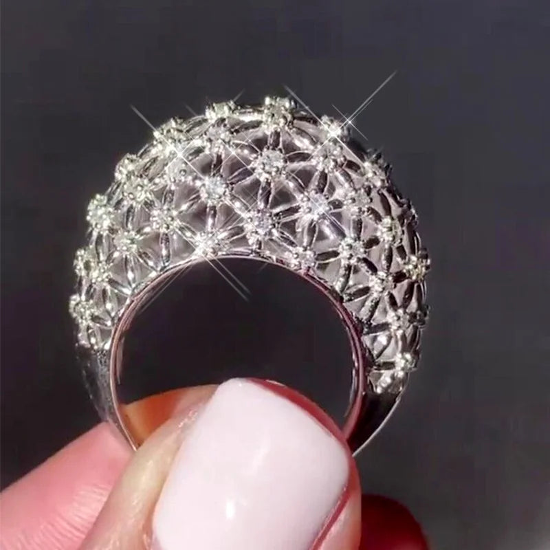 High-quality Finger Ring Female Party Jewelry with Bright Zirconia Luxury Noble Lady Anniversary Accessories - EUFASHIONBAGS