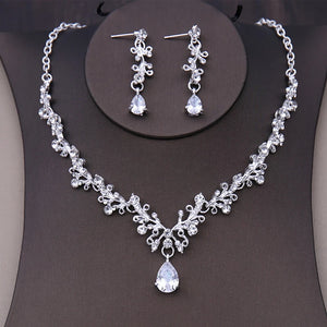 Luxury Crystal Heart Wedding Jewelry Sets Rhinestone Crown Tiara Choker Necklace Earrings Bridal Dubai African Beads Jewelry Set