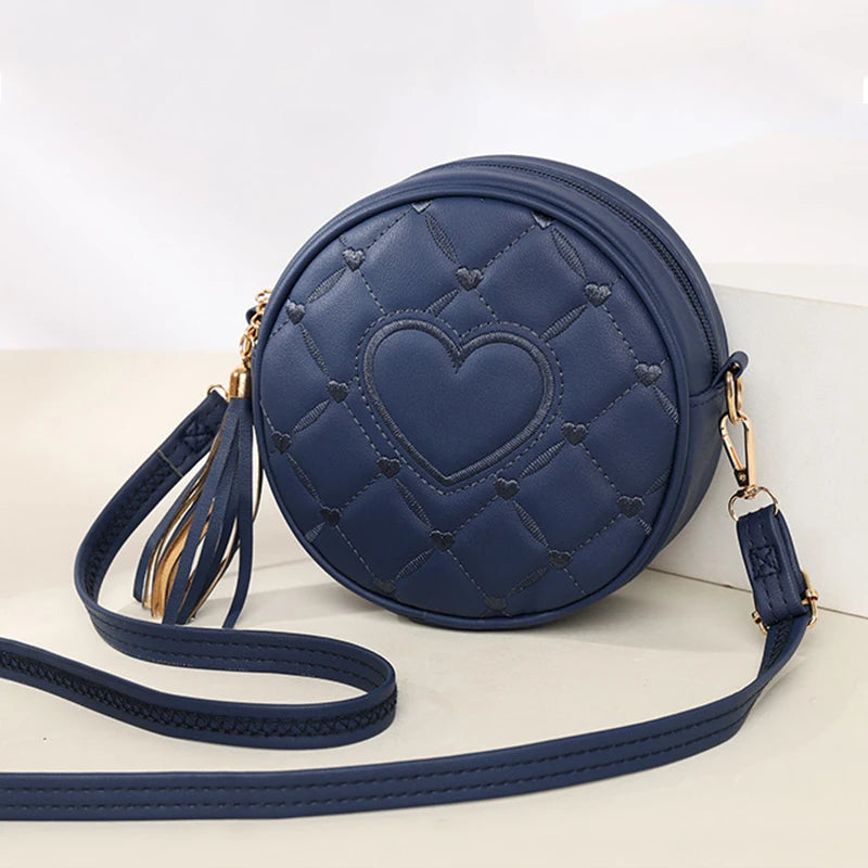 Fashion Trend Love Embroidery Small Round Bag Ladies Handbag Shoulder Bags New Small Women's Crossbody Bag - EUFASHIONBAGS