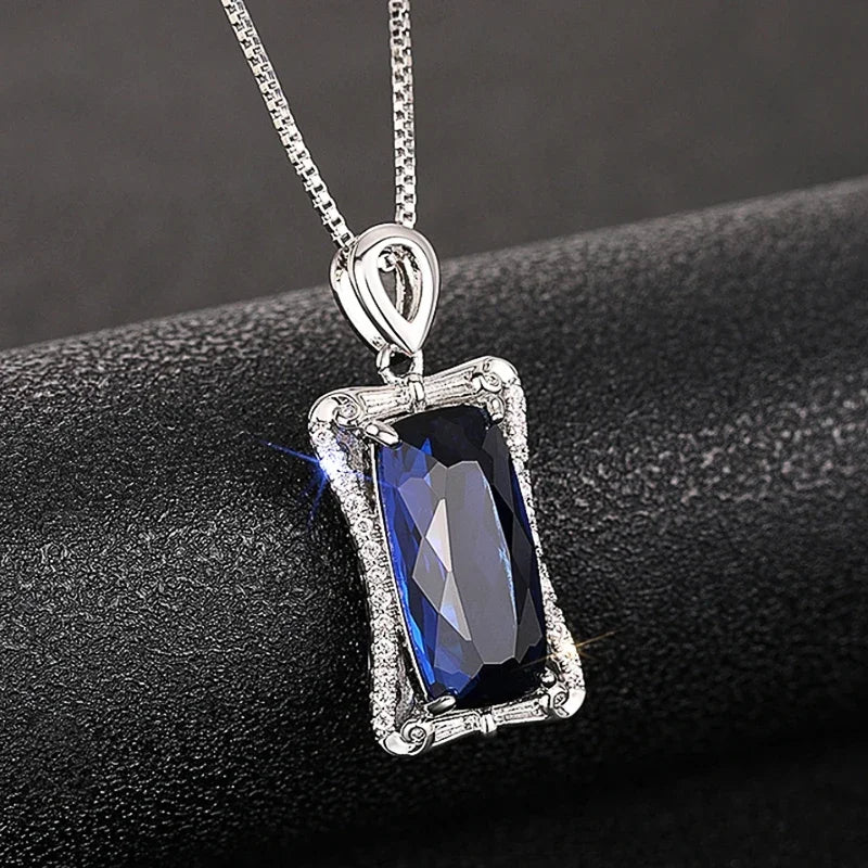 Trendy Sparkling Cubic Zirconia Pendant Necklace for Women Modern All-matching Finger Accessories Exquisite Party Jewelry