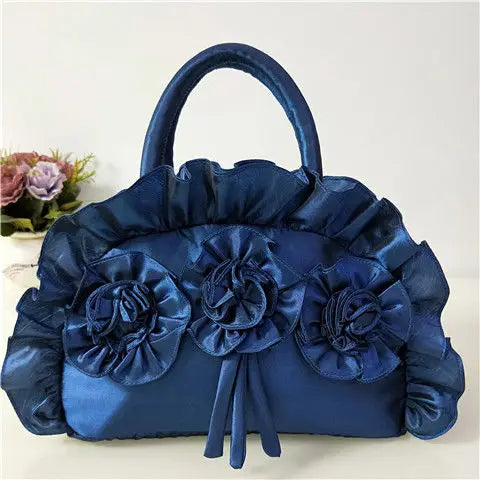 Gothic Purple Y2k Hand Bag Women New Dark Lolita Soft Chic Handle Purse Female Vintage Flower Cute Mini Bag Bolso Mujer - EUFASHIONBAGS