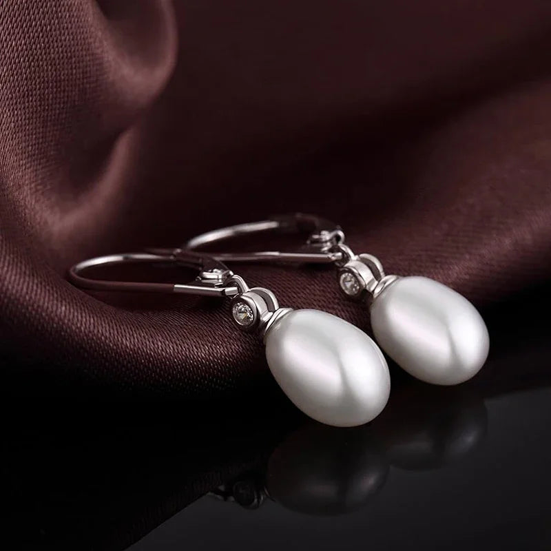 Aesthetic Oval Imitation Pearl Drop Earrings for Women Elegant Charms Wedding Bridal Jewelry Versatile Daily Accessories