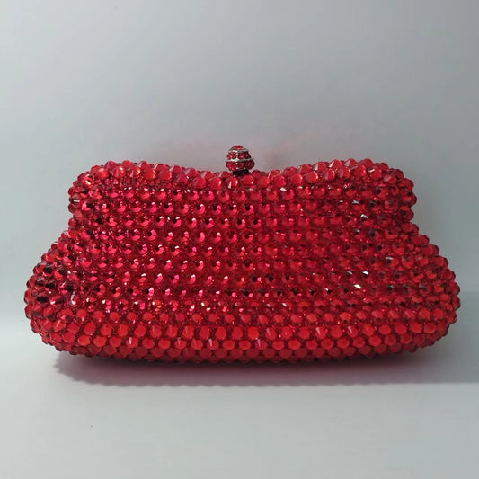 Women Wedding Bridal Red/Green Evening Clutch Purse  Rhinestones Day Clutches Dinner Party Purses Diamond Cocktail Handbags