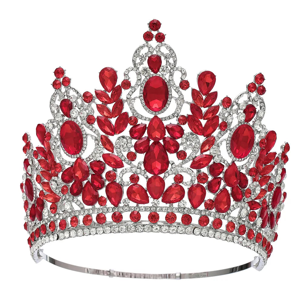 New Baroque Miss Universe Big Round Crown Luxury High Royal Queen Wedding Crowns Crystal Banquet Tiaras Costume Hair Accessories - EUFASHIONBAGS