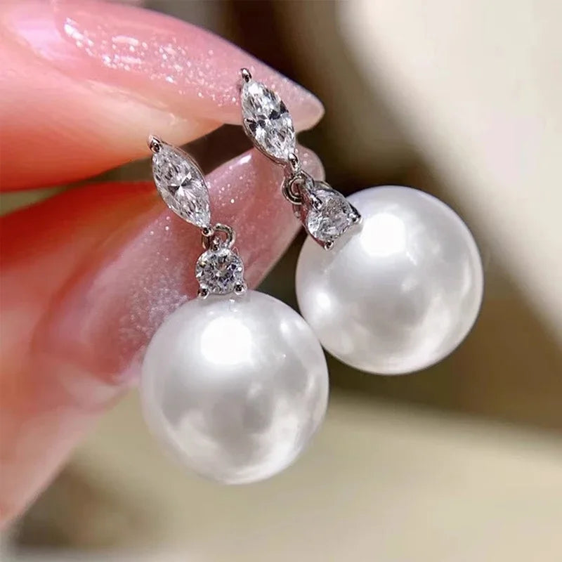 Imitation Pearl Drop Earrings for Women Temperament Aesthetic Ear Piercing Accessories Chic Jewelry for Wedding - EUFASHIONBAGS