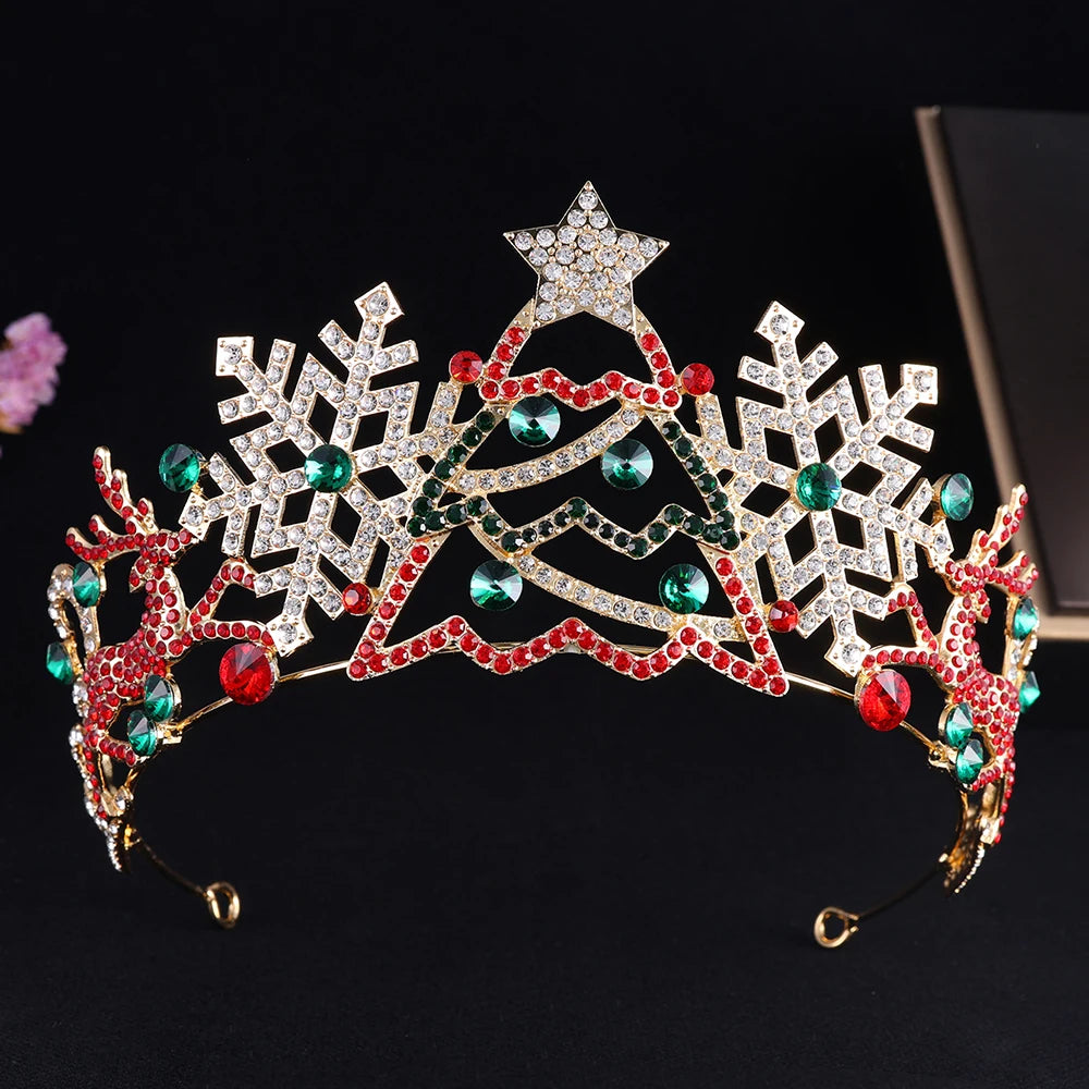 Baroque Vintage Star Crystal Crowns for Women Girl Tiaras Rhinestone Diadem Headband Halloween Carnival Party Hair Dress Jewelry