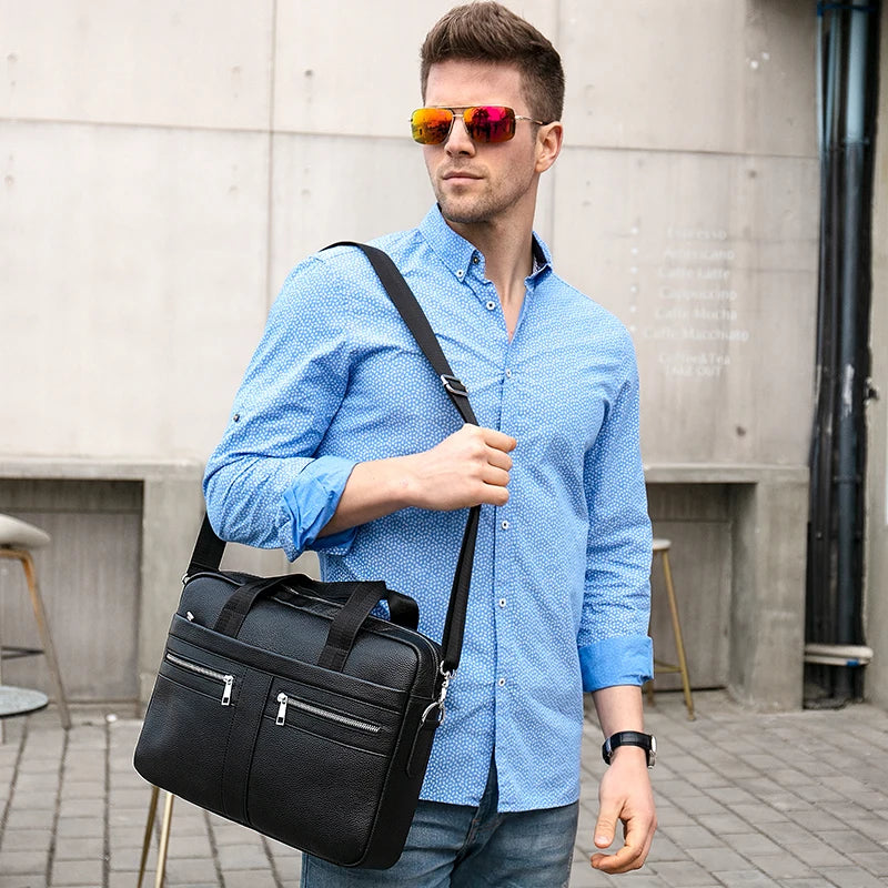 Men's Briefcases Men's Bags Genuine Leather Lawyer/Office Bag Laptop Bag Men's Leather Briefcases Bag for Documents - EUFASHIONBAGS