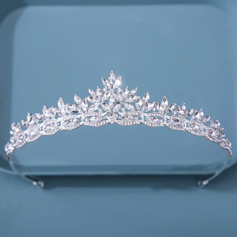 Diverse Silver Color Crystal Crowns Bridal Tiaras Fashion Queen Rhinestone Diadem CZ Headpiece Wedding Hair Jewelry Accessories - EUFASHIONBAGS