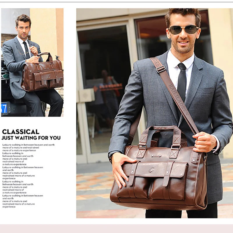 Men Briefcase Bag High Quality Business PU Leather Shoulder Messenger Bags Office Handbag Laptop bag - EUFASHIONBAGS