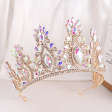 Load image into Gallery viewer, Gold AB Color Rhinestone Wedding Crown Crystal Bridal Hair Accessories Women Tiaras Baroque Headband Bride Queen Diadem Headwear