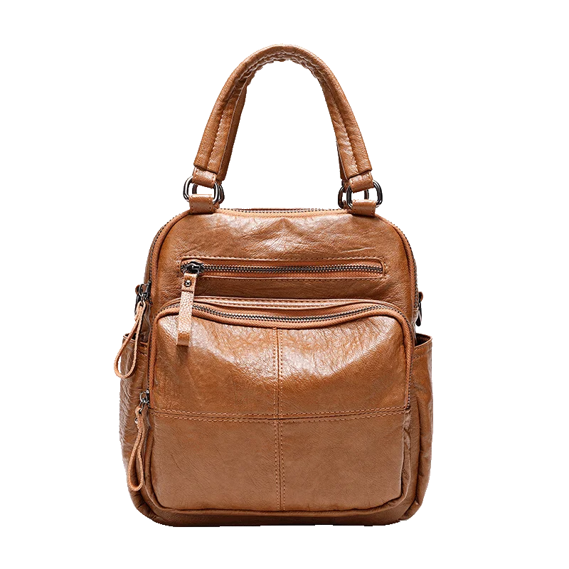 New Fashion Women's Bag Cowhide Backpack Retro Multi functional Bag Three Wearing Methods Large multi-storey